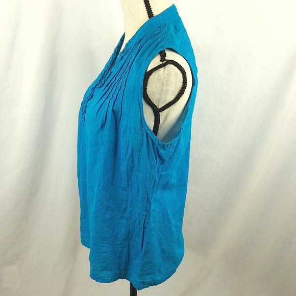 Vintage DCC Missy Tank Top Womens Size Large Ruffle V-Neck Lightweight - Picture 2 of 6